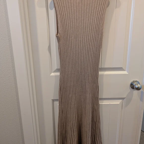 3 For $18 Sleeveless Ribbed Knit Dress in Taupe - Picture 5 of 5